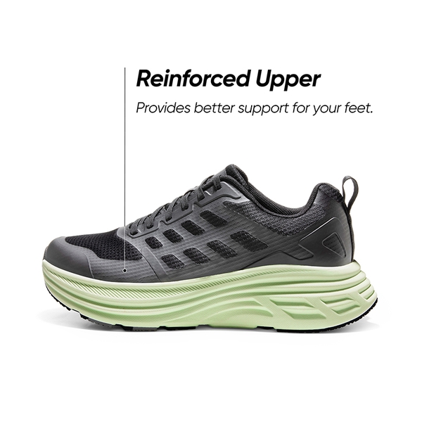 [ActiveFloat] Men's Breathable Athleisure Running Shoes - BLACK/GREEN - 6